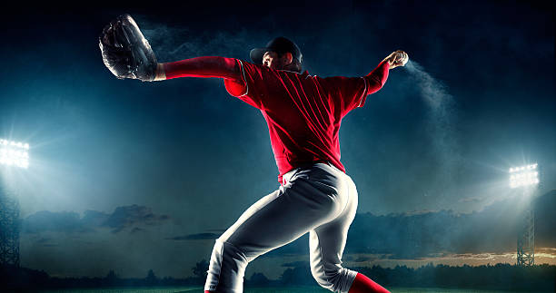 野球のピッチャーでスタジアム - baseball baseball player base sliding ストックフォトと画像