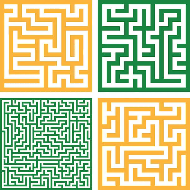 Vector illustration of Set of colorful mazes/ Good for icon, Vector background illustration.
