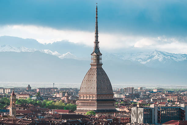 istock Cityscape of Torino (Turin, Italy) at sunset with storm clouds 525741036