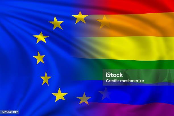 Eu And Rainbow Flag Stock Photo - Download Image Now - European Union, European Union Flag, LGBTQIA Culture