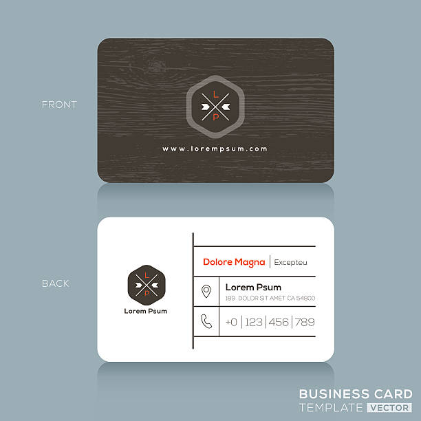 Modern Business cards Design Template with dark wood background vector art illustration
