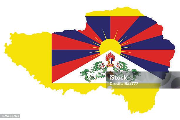 Ilustración de El Tíbet Bandera y más Vectores Libres de Derechos de Bandera - Bandera, Blanco - Color, Cartografía