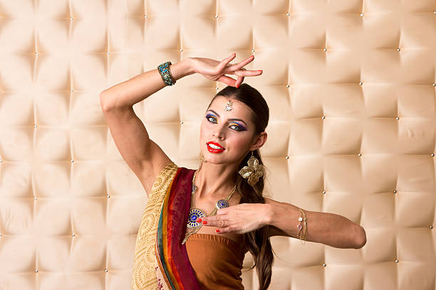 istock European woman posing in Indian Style 525751363