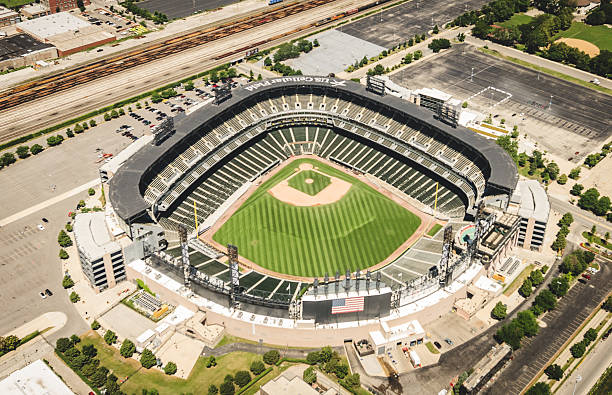 usa cellular field stadium widok z lotu ptaka w chicago - major league baseball zdjęcia i obrazy z banku zdjęć