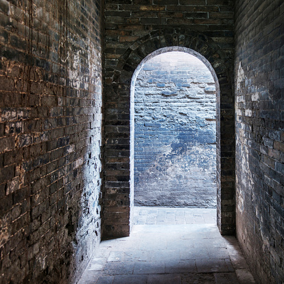 Old corridor in a ancient castle, China.