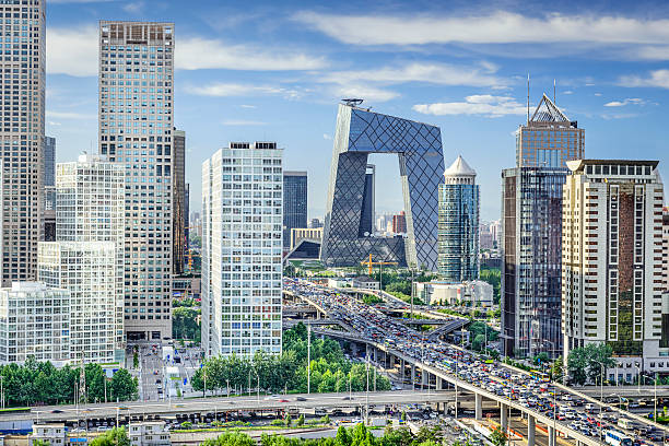 Bejing, China FInancial District Beijing, China Financial District Skyline. beijing stock pictures, royalty-free photos & images