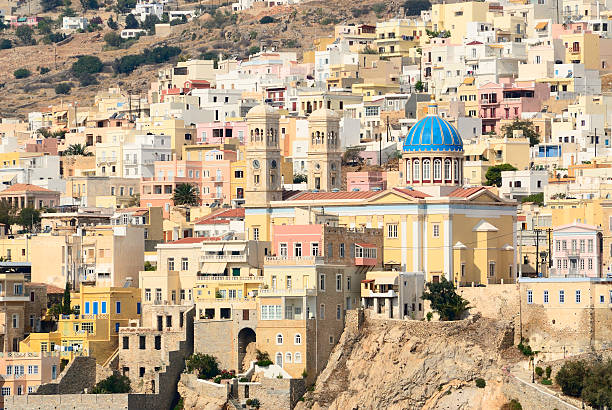 istock Ermoupolis town at Syros island in Greece 525757861