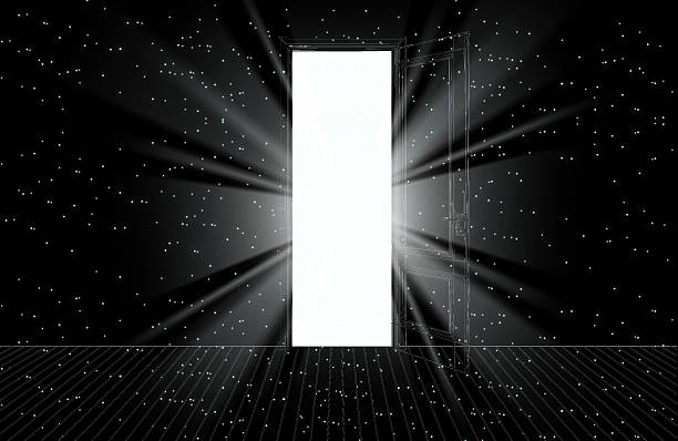 istock sunlight behind the opening door,3D 525758475