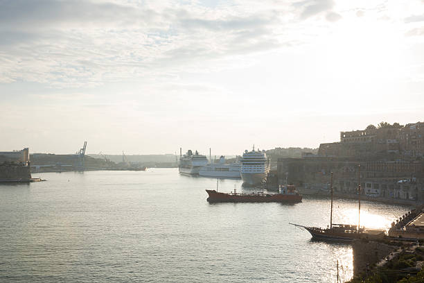 Valletta harbour and port, sunrise, Malta