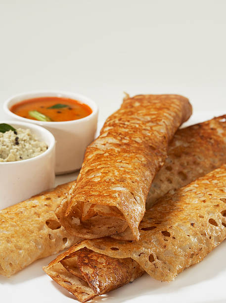 Rava dosa in plate, South Indian snack, India stock photo