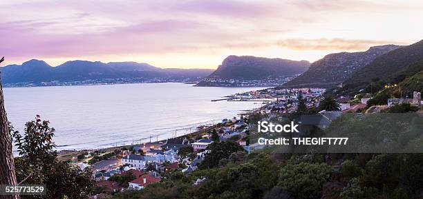 Kalkbay And Fish Hoek Panoramic At Sunset Stock Photo - Download Image Now - Simonstown, Building Exterior, Built Structure
