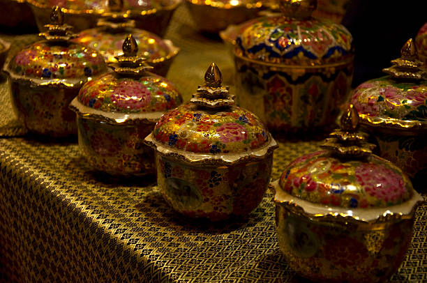 istock ancient tea set for sale in Ayutthaya, thailand 525775161