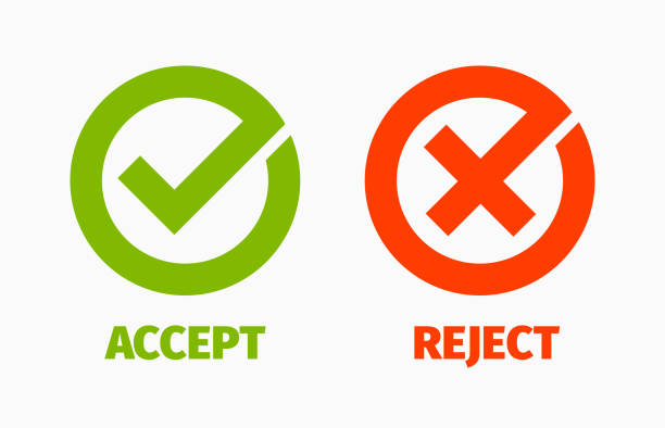 Approved and Rejected Marks Check and Cancel Marks yes single word stock illustrations