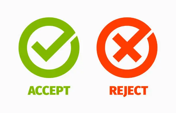 Vector illustration of Approved and Rejected Marks