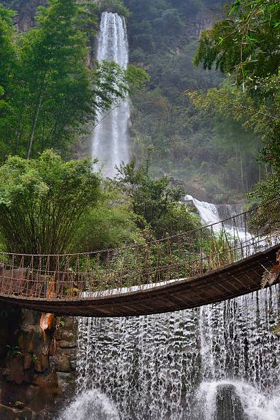 istock waterfall of mountain lake 525786785