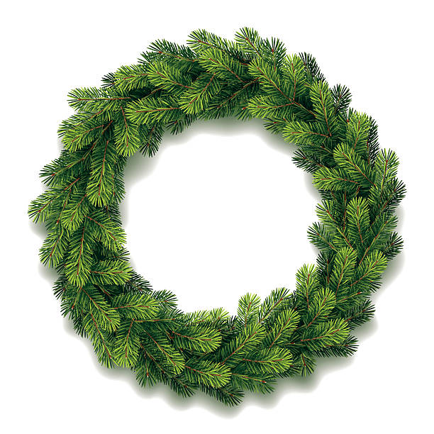 detaillierte weihnachtskranz - wreath stock-grafiken, -clipart, -cartoons und -symbole