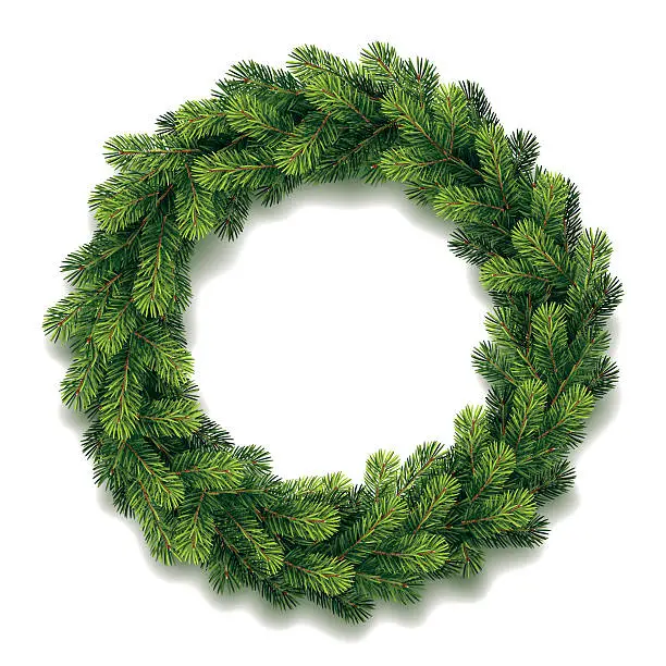 Vector illustration of Detailed Christmas Wreath