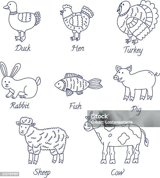 Meat Animals Cartoon Set Stock Illustration - Download Image Now - Outline,  Sheep, Agriculture - iStock