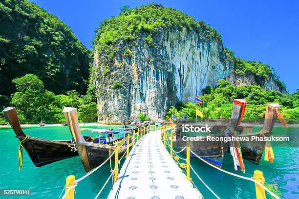 Long Tail Boat Ferry At Lagoon Beach Hong Island Stock Photo - Download Image Now - Koh Hong, Andaman Sea, Ao Nang