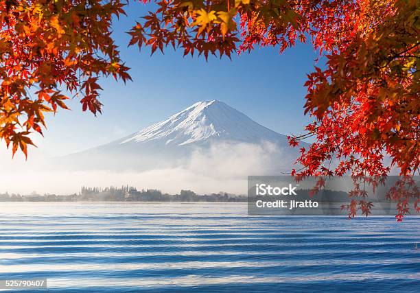 Mountain Fuji With Morning Fog In Autumn Stock Photo - Download Image Now - Asia, Autumn, Famous Place