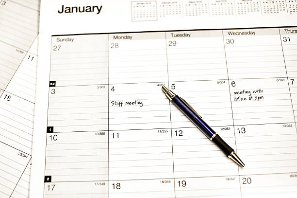 istock Desktop Planner with Pen and Sheduled Appointments 525799852