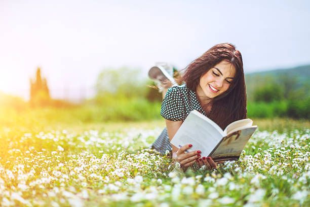 beautiful girl reading a book