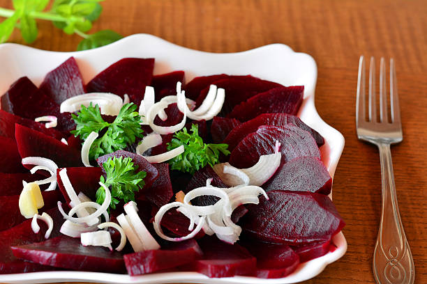 istock Sliced beet salad on the plate 525802227