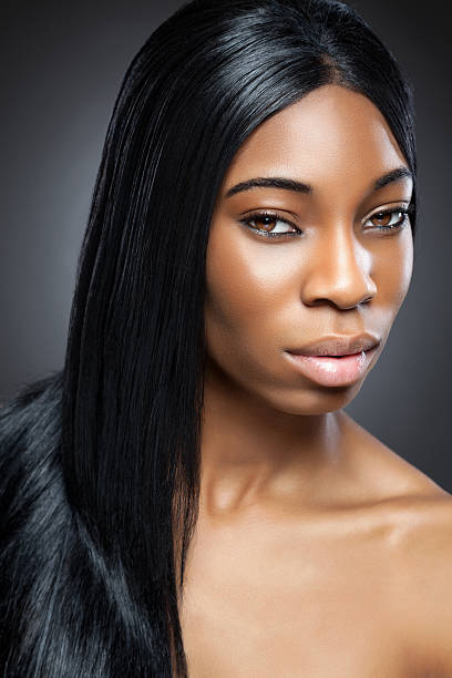 istock Black beauty with long straight hair 525802457