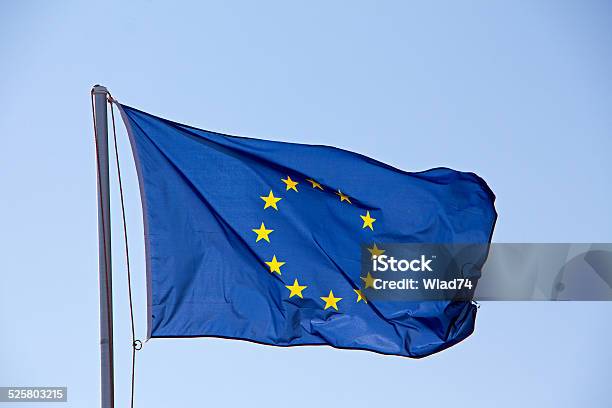 Eu Flag Against The Sky Stock Photo - Download Image Now - Blue, Characters, Community