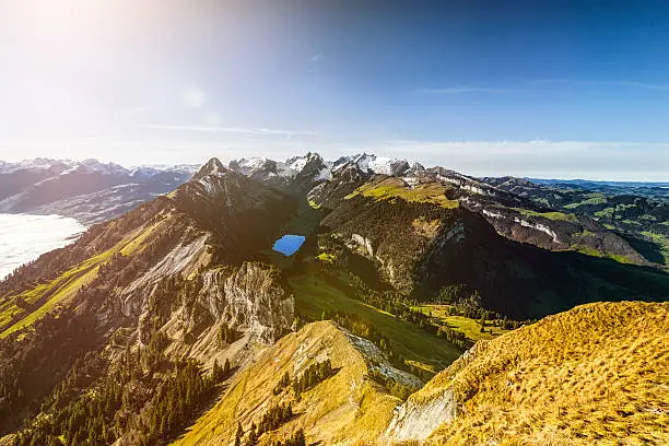 Alpstein Massif with Mountain Sänits in Appenzellerland Switzerland
