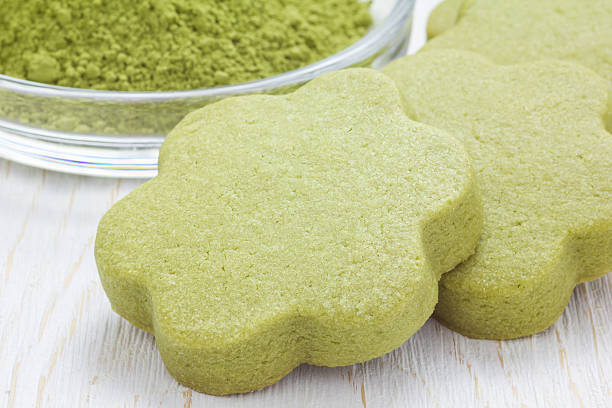 istock Homemade matcha green tea shortbread cookies, close up 525804000