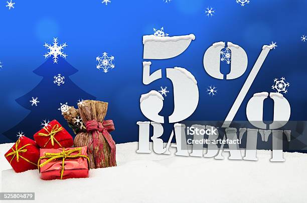 5 Discount Discount Christmas Stock Photo - Download Image Now - Advent, Arrangement, Blue