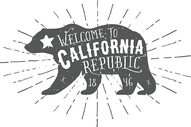 Vintage California Republic bear with sunbursts.