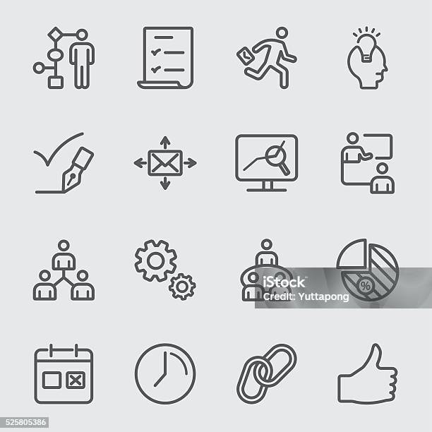 Workflow Line Icon Stock Illustration - Download Image Now - Icon Symbol, Efficiency, Plan - Document