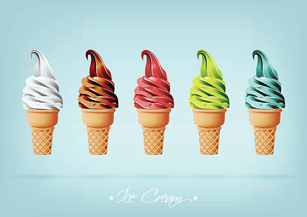Colorful Ice cream in the cone, Different flavors, Vector Colorful Ice cream in the cone, Different flavors, eps10 Vector whip cream dollop stock illustrations