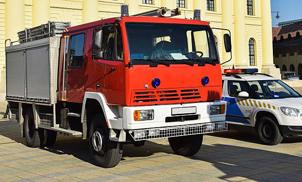 istock Fire truck and police car 525806615