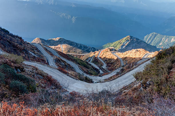 istock Curvy roads , Silk trading route between China and India 525806902