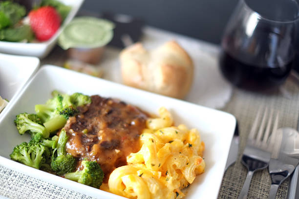 First class airline meal Airline meal served in the business class. convenience food photos stock pictures, royalty-free photos & images