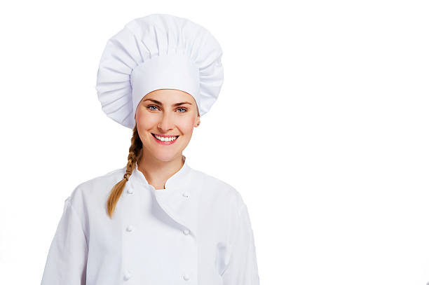 istock Chef woman. Isolated over white background 525807697