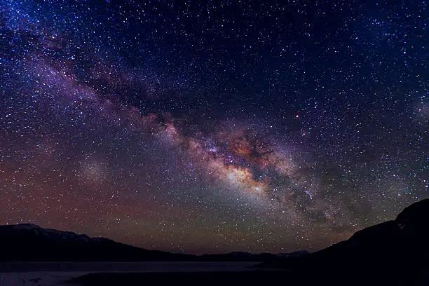 Photo of Milky way galaxy over mountain