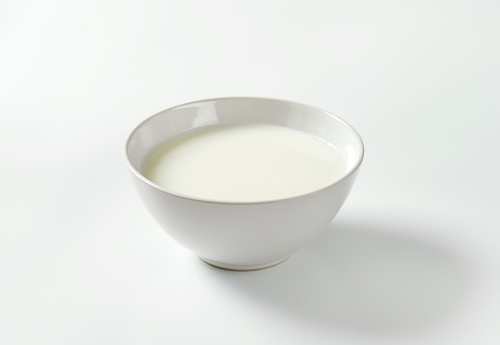 bowl of milk on white background