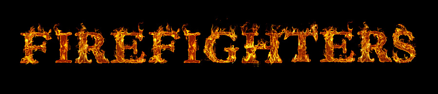 FIREFIGHTERS written with burning letters in flame