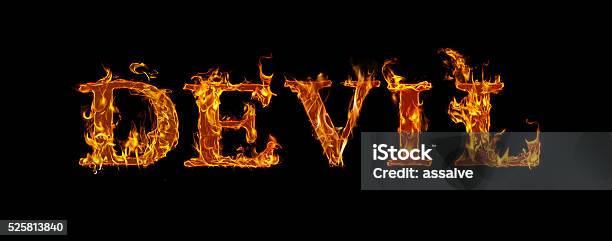 Devil Wrighting Devil Written With Burning Letters In Flame Stock Photo - Download ...
