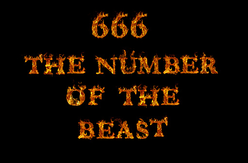 666 written with burning letters in flame
