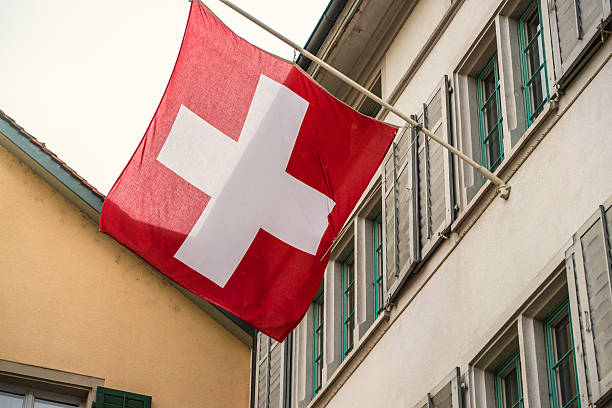 istock Swiss Flag on building, Switzerland 525828809
