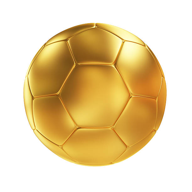 ゴールドのサッカーボールの白い背景で隔離 - soccer ball soccer ball cut out ストックフォトと画像