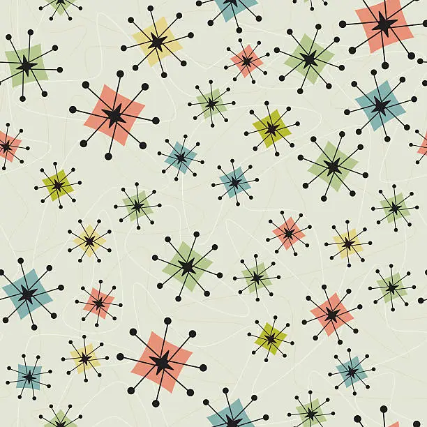 Vector illustration of Seamless Vintage Atomic Stars Background