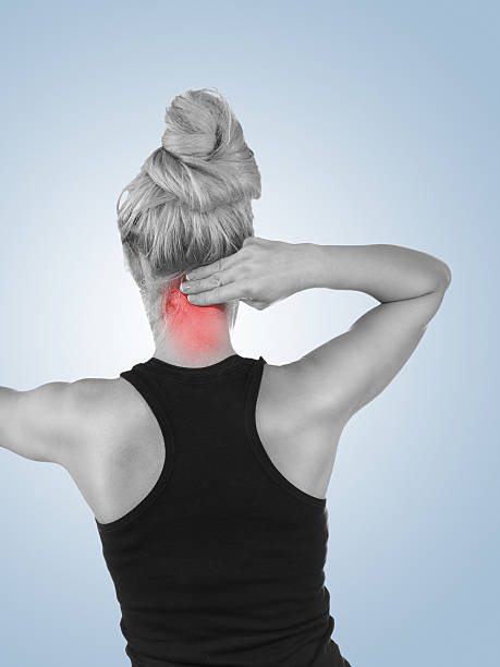 istock Pain in woman neck. 525830563