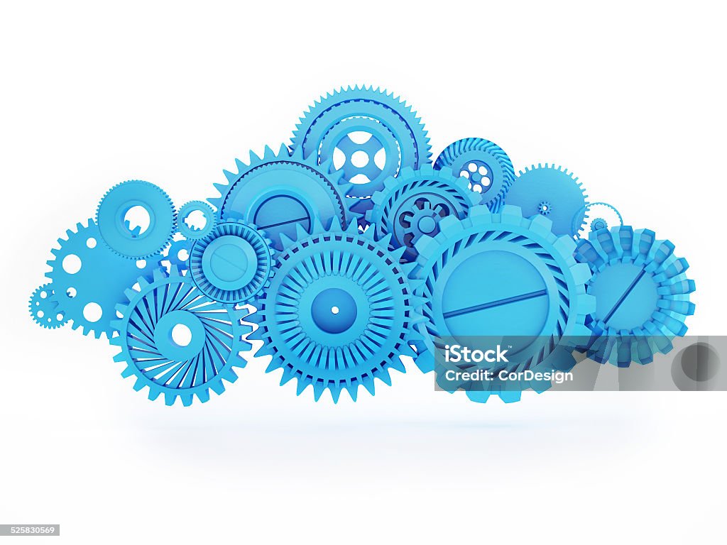 Cloud made of Gears, Mobile Cloud Computing Abstract Stock Photo