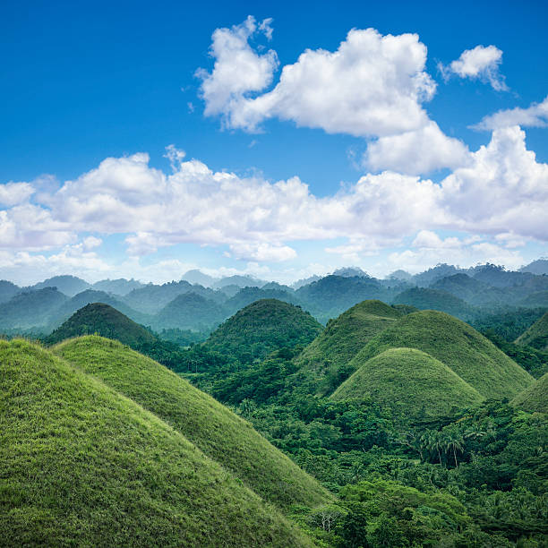 The chocolate hills of the island of Bohol in the Philippines.
